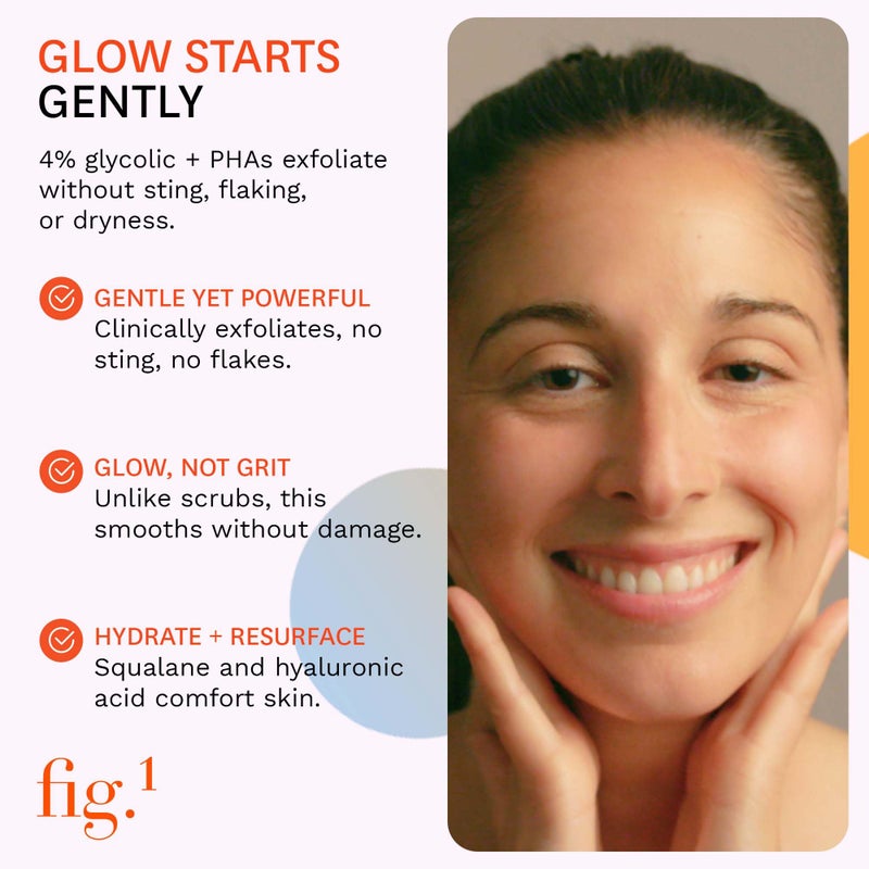 Fig.1 Glycolic Glow Treatment Refill – 4% Glycolic Acid Face Exfoliant, Smoothing Emulsion for Radiant Skin, Hydrating PHA & Squalane, Vegan, 30 ml - Image 3